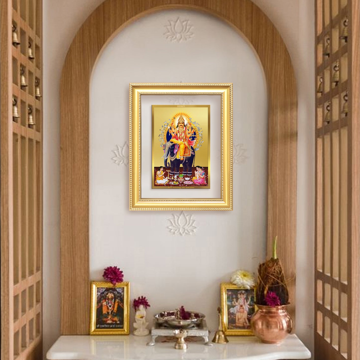 Lord Vishwakarma | Divine Architect of the Universe Wall & Tabletop Frame in 24K Gold Plated Foil