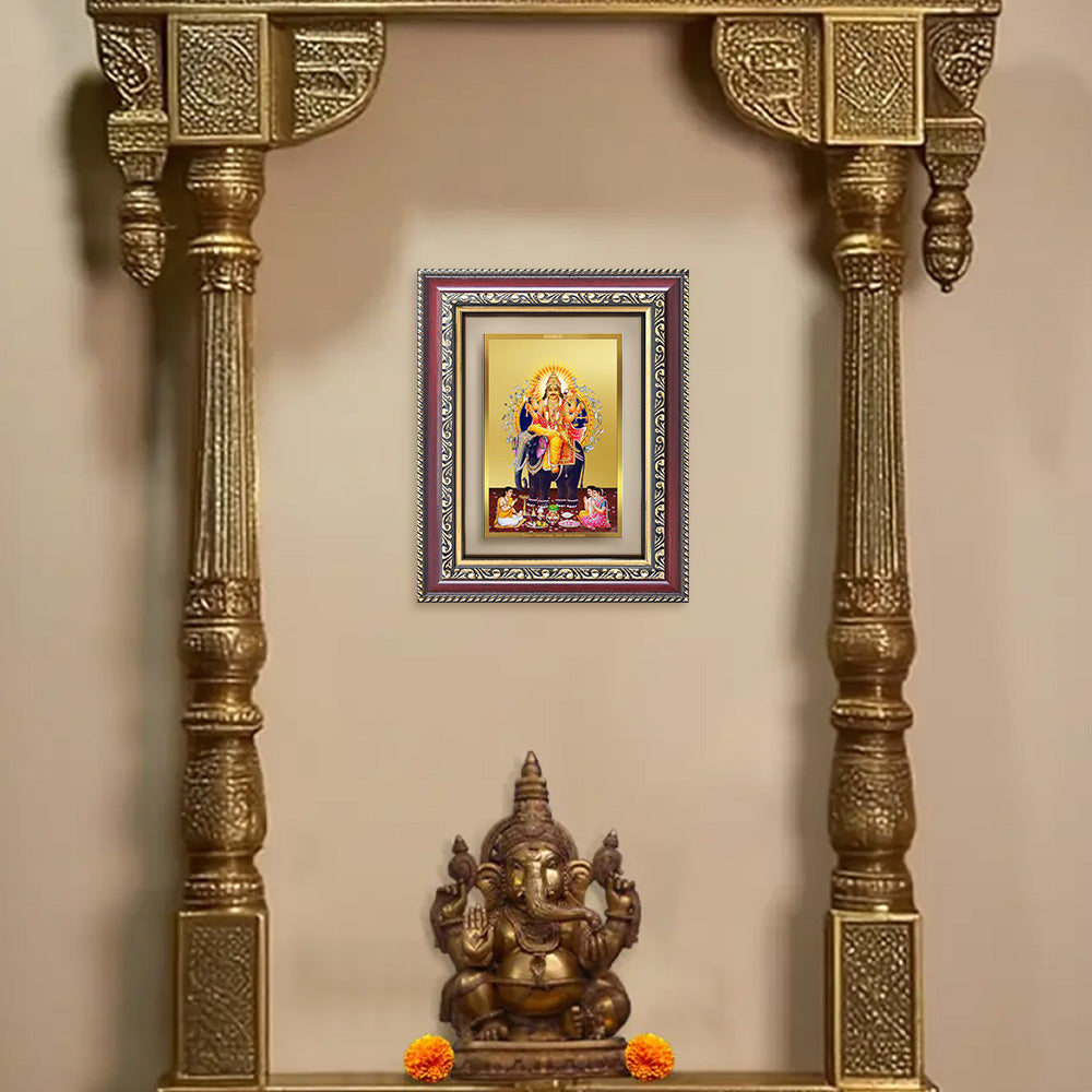 Lord Vishwakarma | Divine Architect of the Universe Wall and Tabletop Photo Frame in 24K Gold Plated Foil