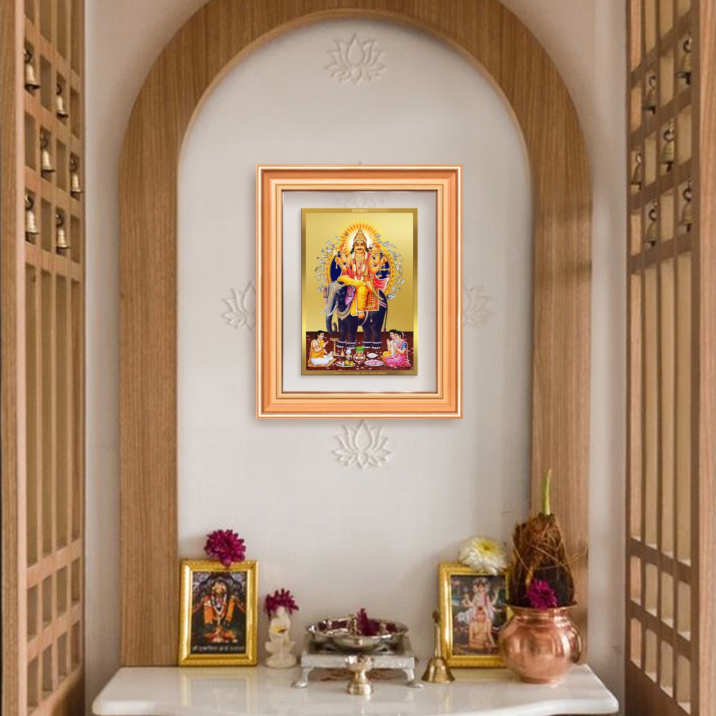 Lord Vishwakarma | Divine Architect of the Universe Wall & Tabletop Frame in 24K Gold Plated Foil