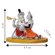 Load image into Gallery viewer, DIVINITI 999 Silver Plated Radha Krishna Idol For Home Decor, Car Dashboard, Puja, Gift (6 X 8.5 CM)
