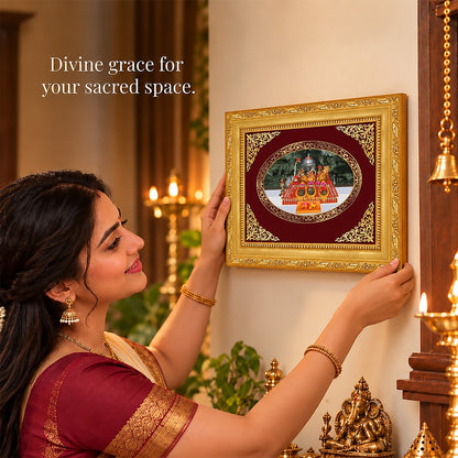 24K Gold-Plated Vaishno Devi Darbar Frame | Premium Gift Box | 21.5x17.5 CM