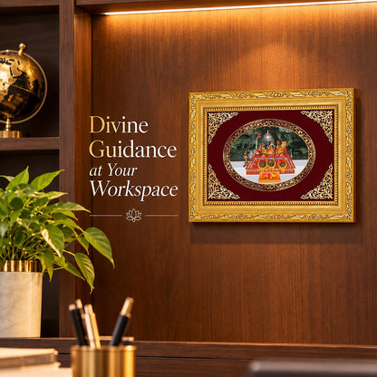 24K Gold-Plated Vaishno Devi Darbar Frame | Premium Gift Box | 21.5x17.5 CM