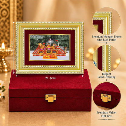 24K Gold-Plated Vaishno Devi Darbar Frame | Premium Gift Box | 21.5x17.5 CM