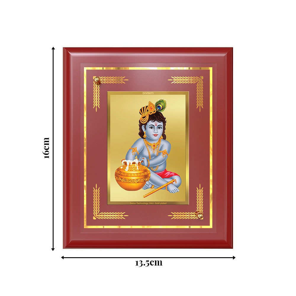 Makhan Gopal |Baby Krishna | Devakinandana For Wall & Tabletop Frame in 24K Gold Plated Foil