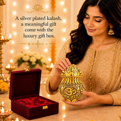 24K Gold-Plated Om Coin Kalash | Premium Gift Box | 6x5 CM