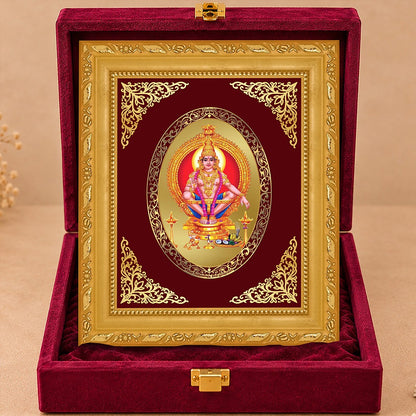 24K Gold-Plated Lord Ayyappan Frame | Premium Gift Box | 16x13.5 CM