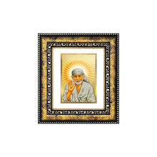 Load image into Gallery viewer, DIVINITI Shirdi Sai Baba Gold Plated Wall Photo Frame, Table Decor| DG Frame 113 Size 2 and 24K Gold Plated Foil (23.5 CM X 19.5 CM)
