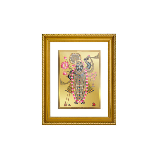 DIVINITI 24K Gold Plated Shrinathji Premium Photo Frame Idol for Wall Hanging, Workshop, Table Top, Home Decor, Luxury Gift|DG113 Size 2 (22.6x18.4 CM)