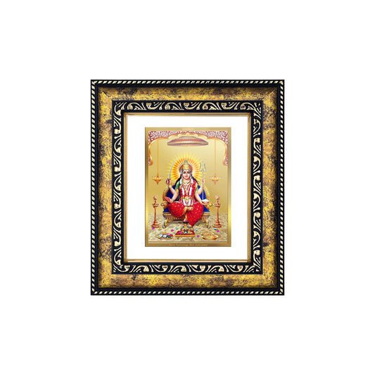 DIVINITI 24K Gold Plated Santoshi Mata Premium Photo Frame Idol for Puja Room, Home Wall Decor, Workshop, Table Top, Premium Gift|DG113 Size 2 (22.6x18.4 CM)