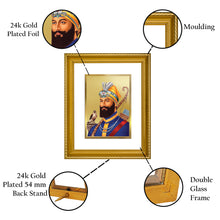 Load image into Gallery viewer, DIVINITI Guru Gobind Singh Gold Plated Wall Photo Frame, Table Decor| DG Frame 056 Size 2.5 and 24K Gold Plated Foi (28 CM X 23 CM)
