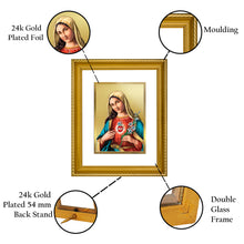 Load image into Gallery viewer, DIVINITI Mother Mary Gold Plated Wall Photo Frame, Table Decor| DG Frame 056 Size 2.5 and 24K Gold Plated Foil (28 CM X 23 CM)

