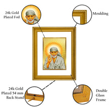 Load image into Gallery viewer, DIVINITI Shirdi Sai Baba Gold Plated Wall Photo Frame, Table Decor| DG Frame 056 Size 3 and 24K Gold Plated Foil (32.5 CM X 25.5 CM)
