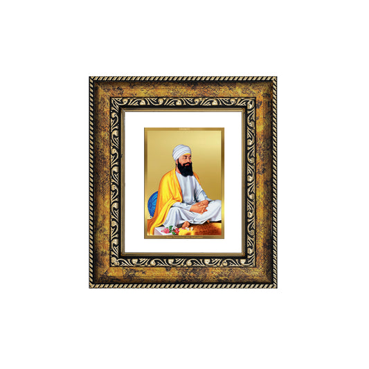 DIVINITI 24K Gold Plated Foil Guru Tegh Bahadar Sahib Ji Wall Photo Frame, Table Decor for Home & Office Decor Gift Items DG 113 Size 1 (17.7x15.9 CM)