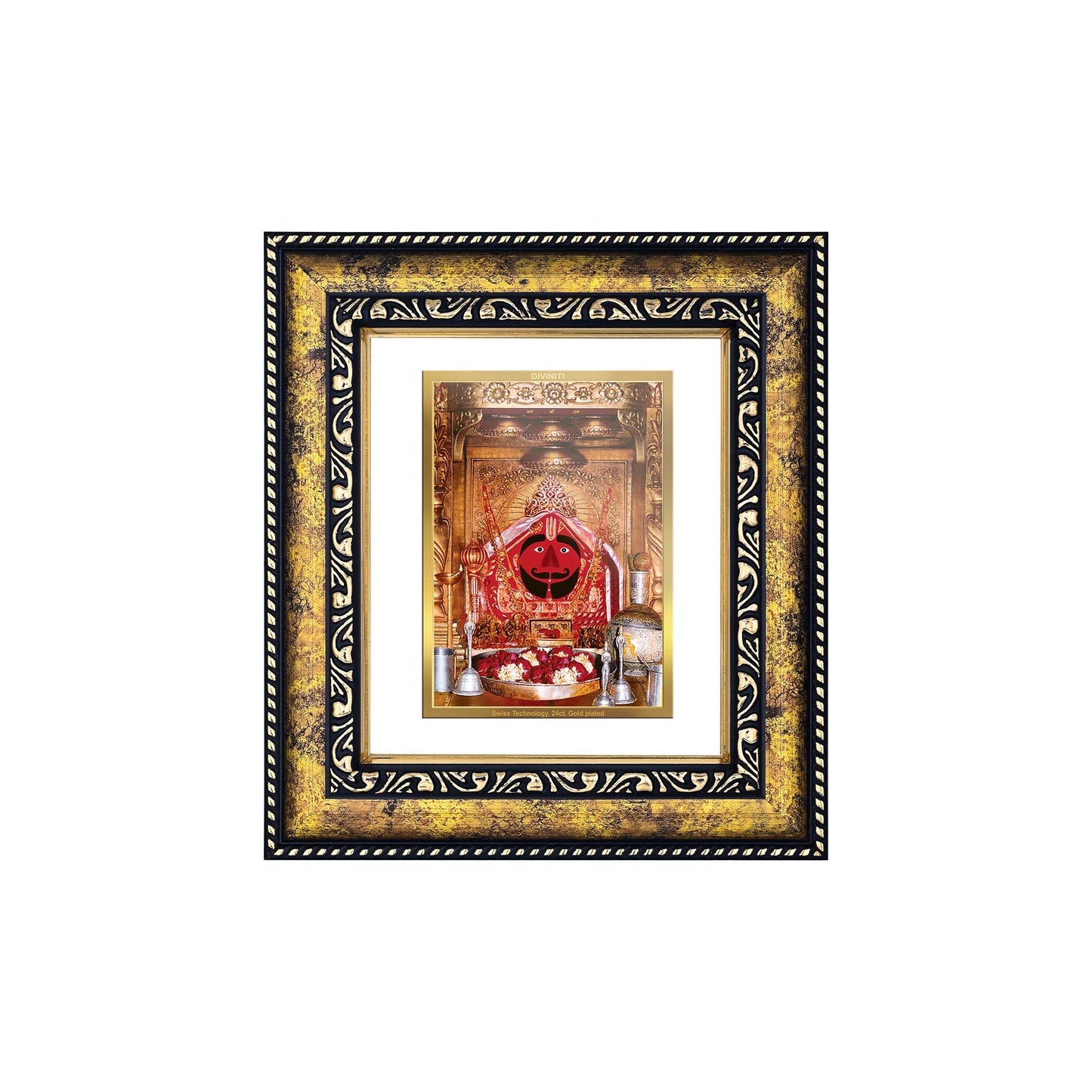 DIVINITI 24K Gold Plated Foil Salasar Balaji Luxurious Photo Frame Idol for Home Wall Decor, Workshop, Table Top, Premium Gift|DG113 Size 2 (22.6x18.4 CM)