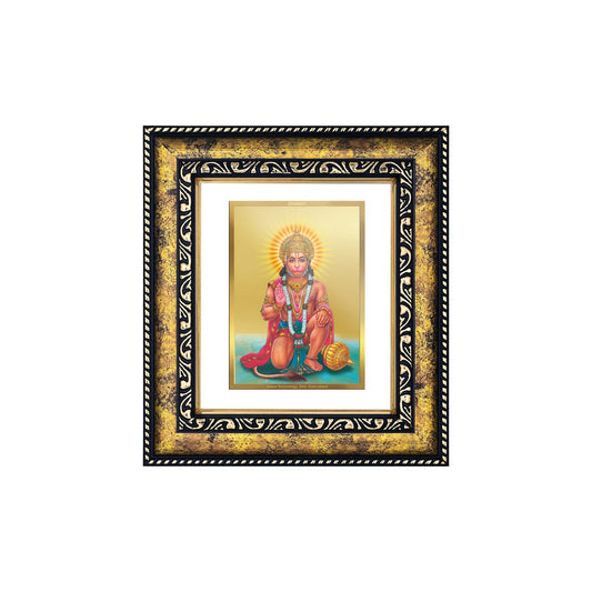 DIVINITI 24K Gold Plated Foil Hanuman Photo Frame for Home Wall Decor, Workshop, Table Top, Premium Gift|DG113 Size 2 (22.6x18.4 CM)