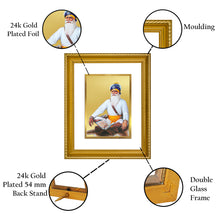 Load image into Gallery viewer, DIVINITI Baba Deep Singh Gold Plated Wall Photo Frame, Table Decor| DG Frame 056 Size 3 and 24K Gold Plated Foil (32.5 CM X 25.5 CM)
