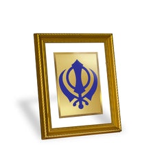 Load image into Gallery viewer, DIVINITI Khanda Sahib Gold Plated Wall Photo Frame, Table Decor| DG Frame 056 Size 2.5 and 24K Gold Plated Foil| Religious Photo Frame, Gifts Items (28 CM X 23 CM)
