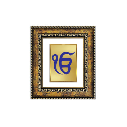 DIVINITI 24K Gold Plated Foil Ik Onkar Wall Photo Frame, Table Decor for Home & Office Decor Gift Items DG 113 Size 1 (17.7x15.9 CM)