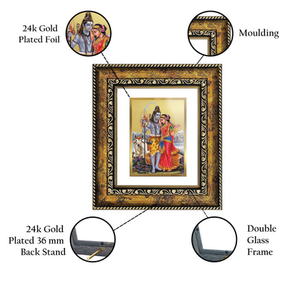 DIVINITI 24K Gold Plated Foil Shiva with Parvati Wall Photo Frame, Table Decor for Home & Office Decor Gift Items DG 113 Size 1 (17.7x15.9 CM)