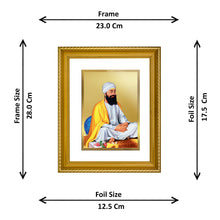 Load image into Gallery viewer, DIVINITI Guru Tegh Bahadur Ji Gold Plated Wall Photo Frame, Table Decor| DG Frame 056 Size 2.5 and 24K Gold Plated Foil (28 CM X 23 CM)
