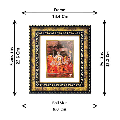 DIVINITI 24K Gold Plated Mata Ka Darbar Photo Frame Idol for Home Decor, Table Top, Wall Hanging, Workshop, Premium Gift|DG113 Size 2 (22.6x18.4 CM)
