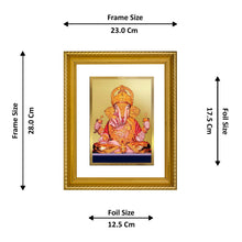 Load image into Gallery viewer, DIVINITI Dagadu Ganesha Gold Plated Wall Photo Frame, Table Decor| DG Frame 056 Size 2.5 and 24K Gold Plated Foil (28 CM X 23 CM)
