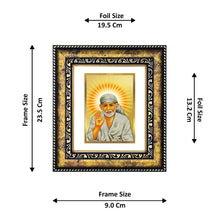 Load image into Gallery viewer, DIVINITI Shirdi Sai Baba Gold Plated Wall Photo Frame, Table Decor| DG Frame 113 Size 2 and 24K Gold Plated Foil (23.5 CM X 19.5 CM)
