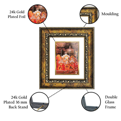 DIVINITI 24K Gold Plated Foil Mata Ka Darbar Wall Photo Frame, Table Decor for Home & Office Decor Gift Items DG 113 Size 1 (17.7x15.9 CM)