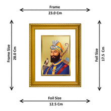 Load image into Gallery viewer, DIVINITI Guru Gobind Singh Gold Plated Wall Photo Frame, Table Decor| DG Frame 056 Size 2.5 and 24K Gold Plated Foi (28 CM X 23 CM)
