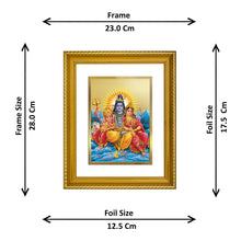 Load image into Gallery viewer, DIVINITI Shiva Parivar Gold Plated Wall Photo Frame, Table Decor| DG Frame 056 Size 2.5 and 24K Gold Plated Foil (28 CM X 23 CM)
