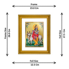 Load image into Gallery viewer, DIVINITI Krishna Gold Plated Wall Photo Frame, Table Decor| DG Frame 056 Size 2.5 and 24K Gold Plated Foil (28 CM X 23 CM)
