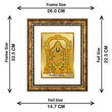 Load image into Gallery viewer, DIVINITI Tirupati Balaji Gold Plated Wall Photo Frame, Table Decor| DG Frame 113 Size 3 and 24K Gold Plated Foil (33.3 CM X 26 CM)
