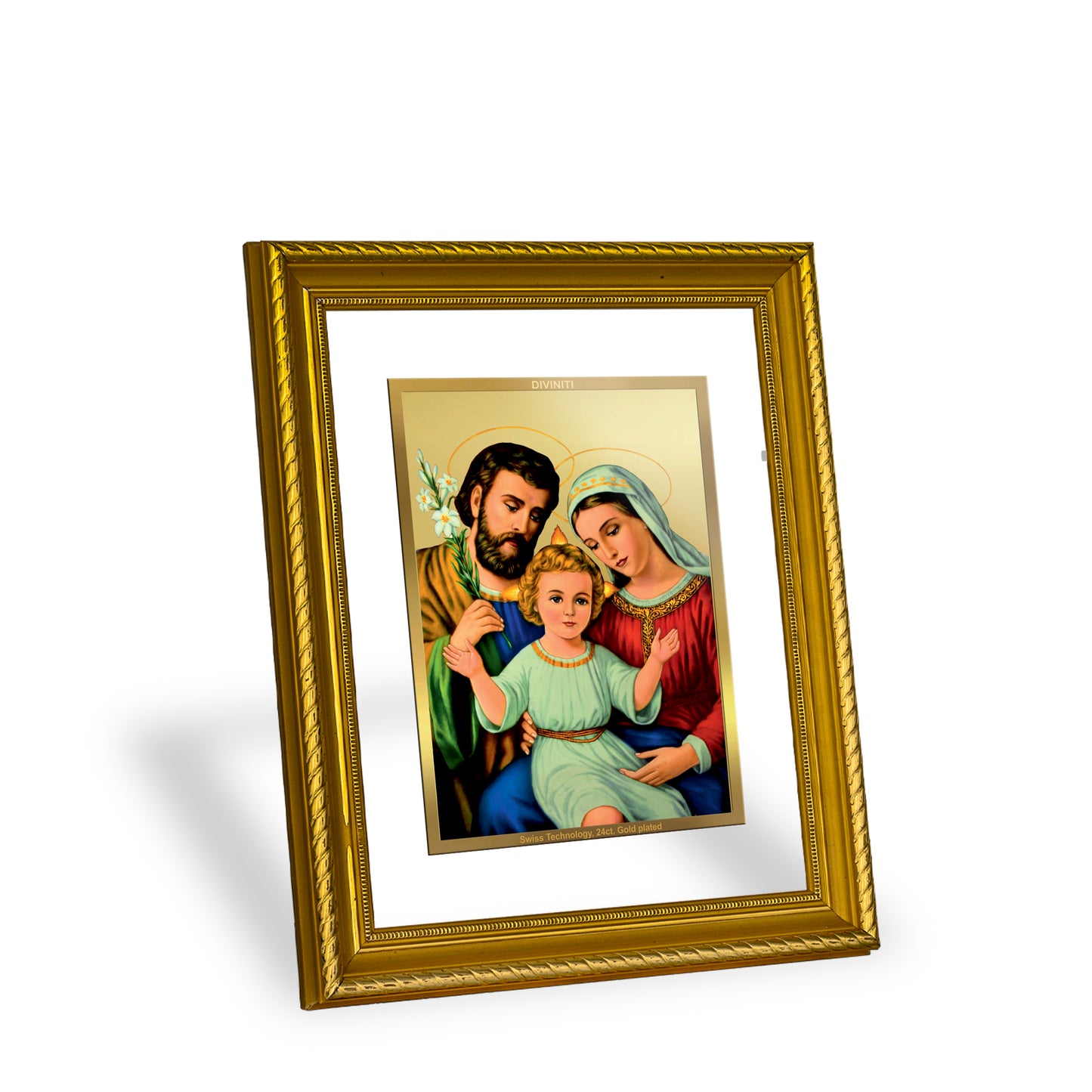 DIVINITI 24K Gold Plated Foil Holy Family Wall Photo Frame for Home Decor, Wall Hanging, Table Top, Puja Room & Gift DG056S3 (27.6X35.4 CM)