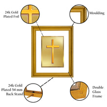 Load image into Gallery viewer, DIVINITI Holy Cross Gold Plated Wall Photo Frame, Table Decor| DG Frame 056 Size 2.5 and 24K Gold Plated Foil(28 CM X 23 CM)
