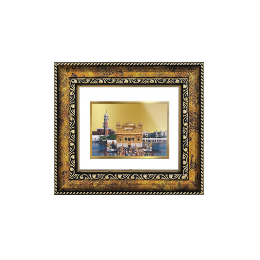 DIVINITI 24K Gold Plated Foil Sachkhand Shri Darbar Sahib (Golden Temple) Wall Photo Frame, Table Decor for Home & Office Decor Gift Items DG 113 Size 1 (17.7x15.9 CM)