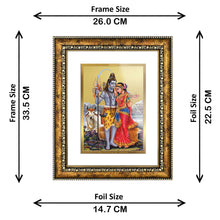 Load image into Gallery viewer, DIVINITI Shiva with Parvati Gold Plated Wall Photo Frame, Table Decor| DG Frame 113 Size 3 and 24K Gold Plated Foil (33.3 CM X 26 CM)