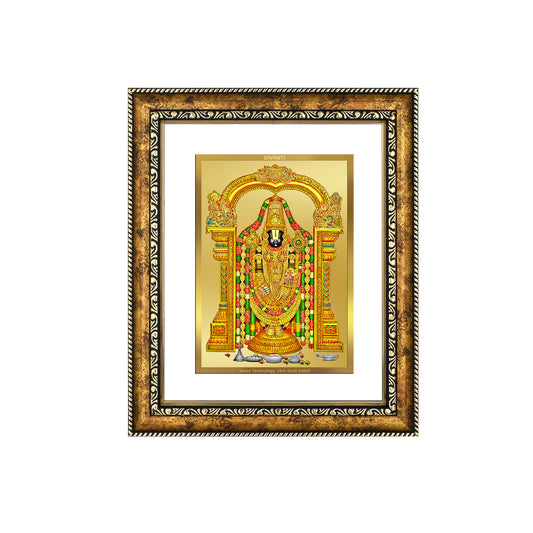 DIVINITI 24K Gold Plated Foil Tirupati Balaji Wall Photo Frame for Home Decor, Wall Hanging, Table Top, Puja Room & Gift DG113S3 (27.6x35.4 CM)