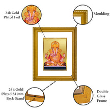 Load image into Gallery viewer, DIVINITI Dagadu Ganesha Gold Plated Wall Photo Frame, Table Decor| DG Frame 056 Size 2.5 and 24K Gold Plated Foil (28 CM X 23 CM)
