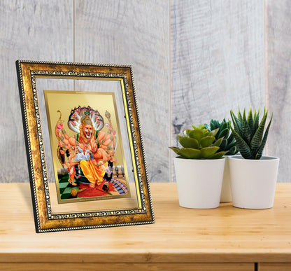 DIVINITI 24K Gold Plated Narasimha Wall Photo Frame for Home Decor, Wall Hanging, Table Top, Puja Room & Gift DG113S3 (27.6X35.4 CM)