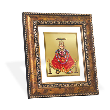 DIVINITI 24K Gold Plated Foil Khatu Shyam with Garlands Wall Photo Frame, Table Decor for Home & Office Decor Gift Items DG 113 Size 1 (17.7x15.9 CM)