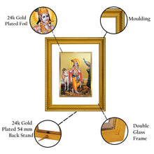 Load image into Gallery viewer, DIVINITI Lord Krishna Gold Plated Wall Photo Frame, Table Decor| DG Frame 056 Size 2.5 and 24K Gold Plated Foil (28 CM X 23 CM)
