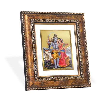 DIVINITI 24K Gold Plated Foil Shiva with Parvati Wall Photo Frame, Table Decor for Home & Office Decor Gift Items DG 113 Size 1 (17.7x15.9 CM)