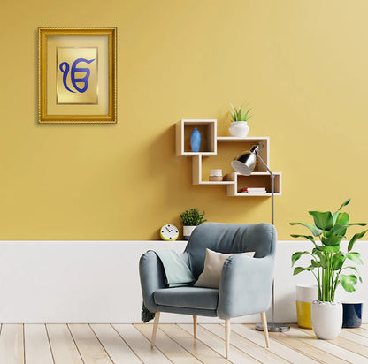 DIVINITI 24K Gold Plated Ik Onkar Wall Photo Frame for Home Decor, Wall Hanging, Table Top, Puja Room & Gift DG056S3 (27.6X35.4 CM)