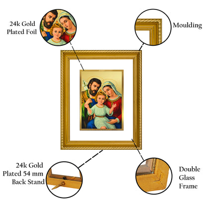 DIVINITI 24K Gold Plated Foil Holy Family Wall Photo Frame for Home Decor, Wall Hanging, Table Top, Puja Room & Gift DG056S3 (27.6X35.4 CM)
