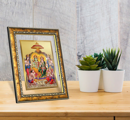 DIVINITI 24K Gold Plated Foil Ram Darbar Wall Photo Frame for Home Decor, Wall Hanging, Table Top, Puja Room & Gift DG113S3 (27.6X35.4 CM)