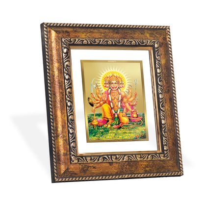 DIVINITI 24K Gold Plated Foil Panchmukhi Hanuman Wall Photo Frame, Table Decor for Home & Office Decor Gift Items DG 113 Size 1 (17.7x15.9 CM)