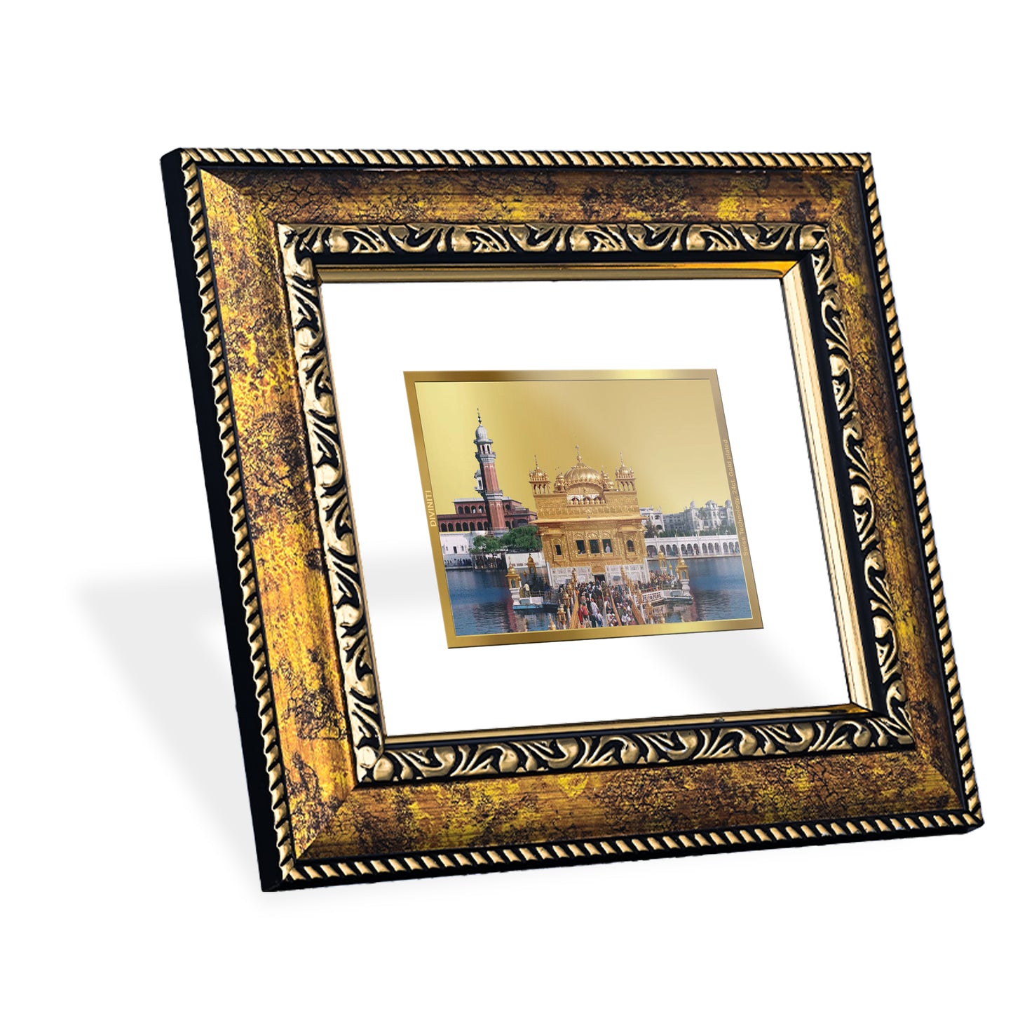 DIVINITI 24K Gold Plated Sachkhand Shri Darbar Sahib (Golden Temple) Wall Photo Frame for Home Decor, Wall Hanging, Table Top, Puja Room & Gift DG113S3 (27.6X35.4 CM)