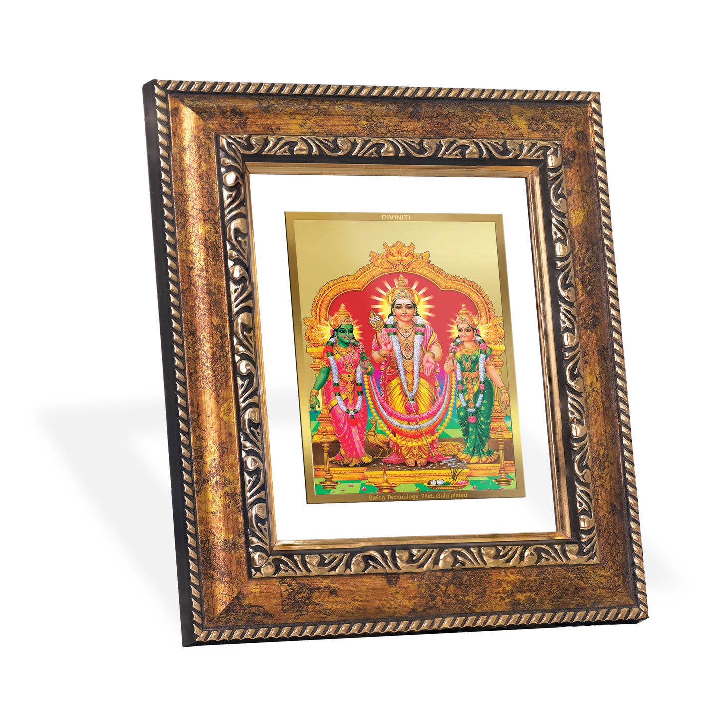 DIVINITI 24K Gold Plated Foil Murugan Valli Wall Photo Frame, Table Decor for Home & Office Decor Gift Items DG 113 Size 1 (17.7x15.9 CM)