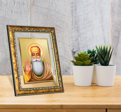 DIVINITI 24K Gold Plated Guru Nanak Dev Ji Wall Photo Frame for Home Decor, Wall Hanging, Table Top, Puja Room & Gift DG113S3 (27.6X35.4 CM)