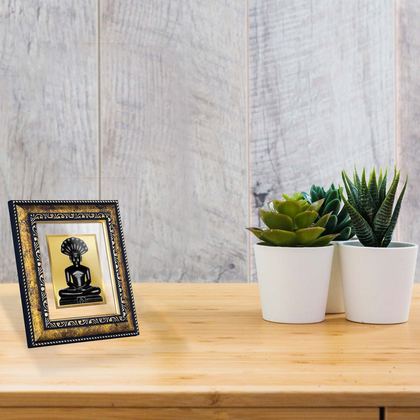 DIVINITI 24K Gold Plated Parshvanatha Traditional Photo Frame Idol for Home Decor, Table Top, Wall Hanging, Workshop, Premium Gift|DG113 Size 2 (22.6x18.4 CM)